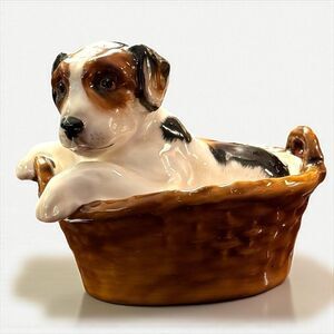 Royal Doulton Puppy Dog in a Basket Bone China Figurine